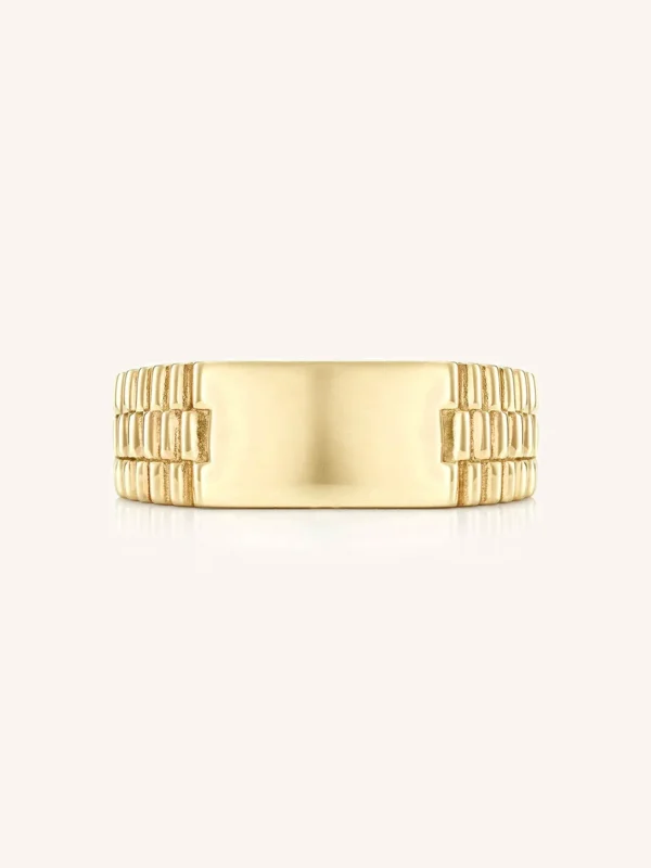 Rectangular Tablet Ring with Textured Band